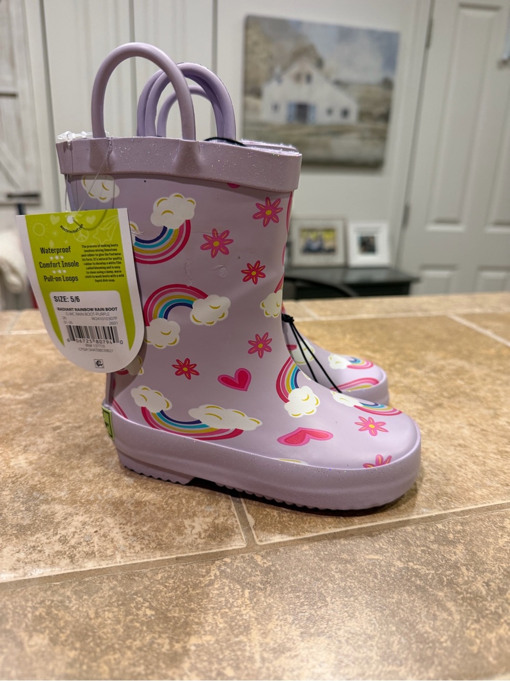 Western Chief Kids Purple Rain & Rainbow Cloud Waterproof Boots